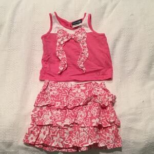 Rugged Bear 12m skirt/top set bubble gum pink/wht.
